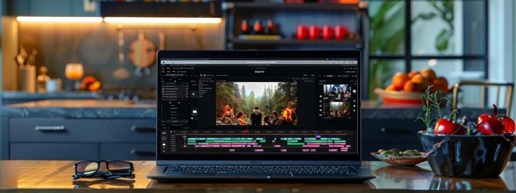 a laptop displaying a well-organized website structure with engaging video content and active social media feeds, surrounded by seo analytics tools and charts for improving search engine rankings.