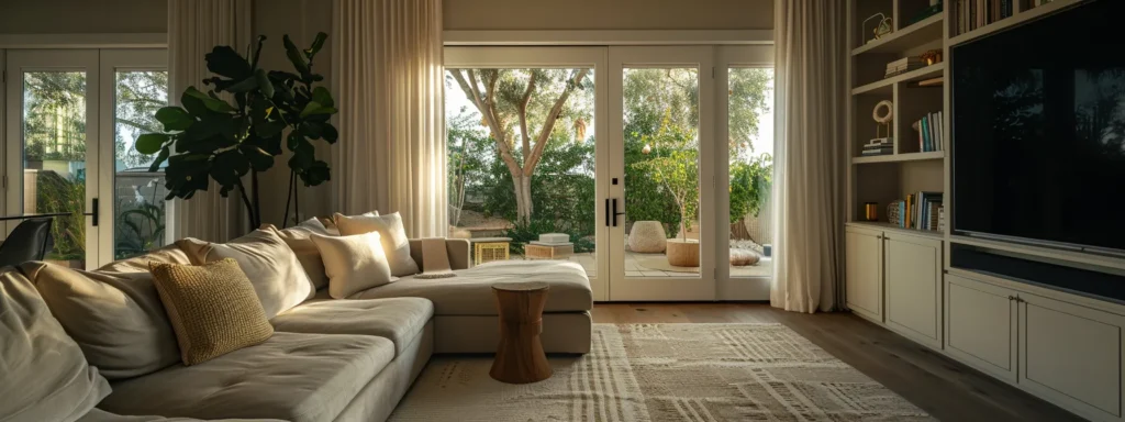 a cozy living room with a smart thermostat, fresh air filters, and well-insulated walls, showcasing the perfect combination for maximizing hvac system efficiency in phoenix.
